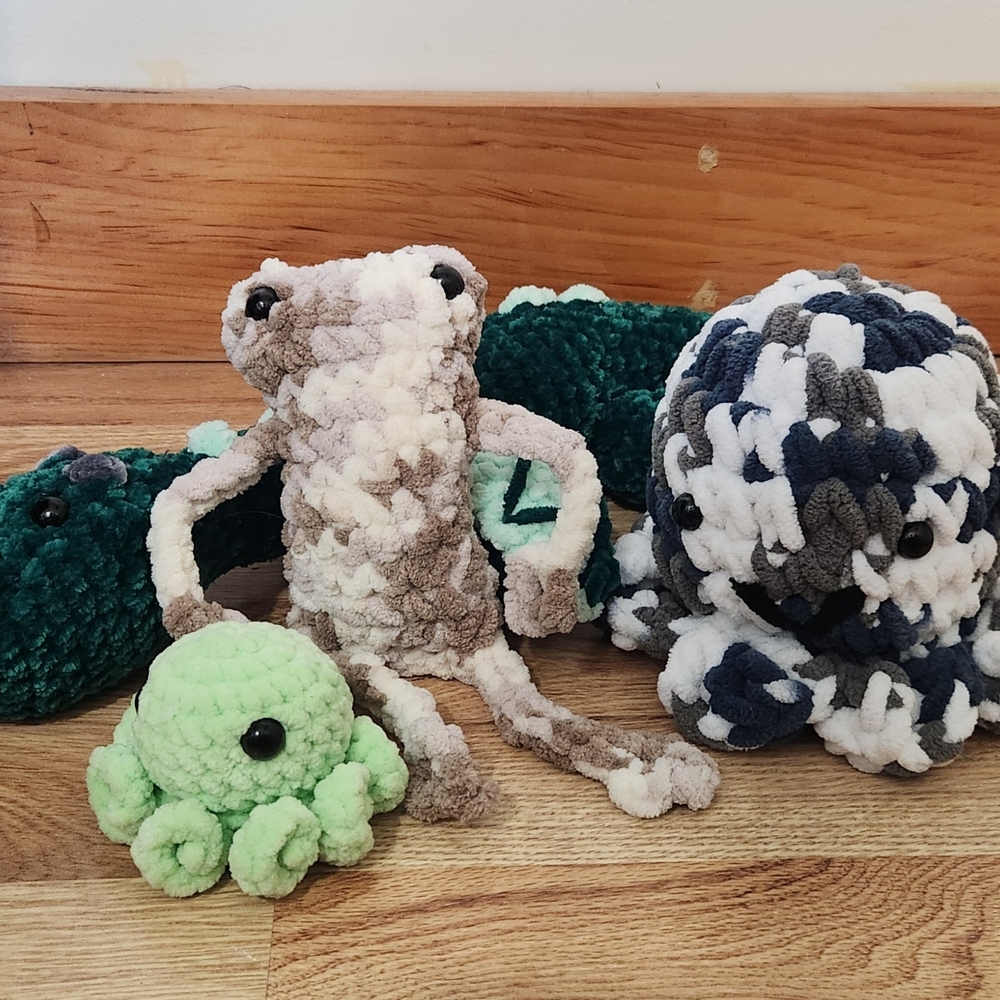 Crochet Plush Stuffed Animal Lot Handmade NEW